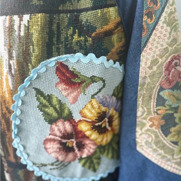 “Vintage Handmade Tapestry Duster Jacket – One Size Statement Coat Boho Artsy” - Picture 4 of 4